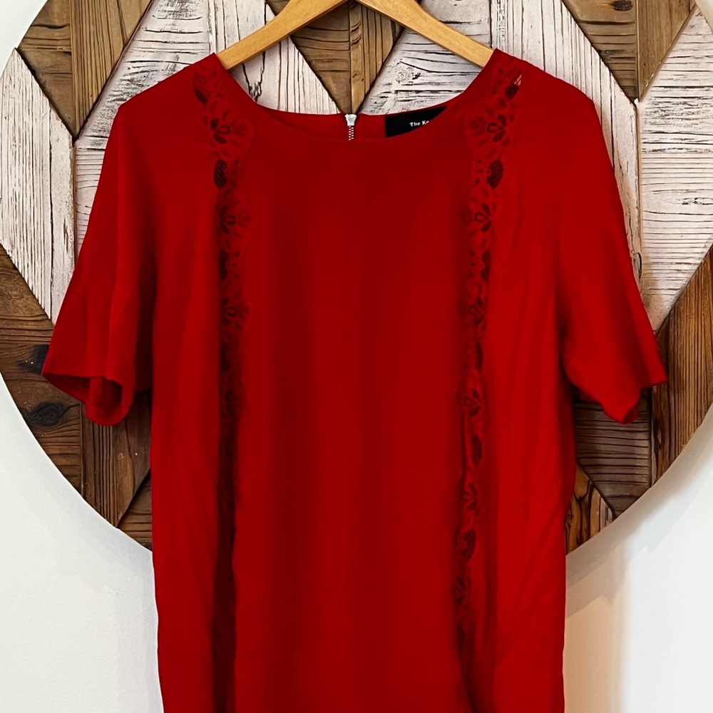 The Kooples | L | Red Lace Tee Knit/Woven Mix